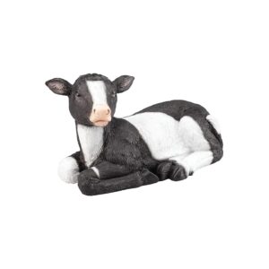 Weatherproof White and Black Resin Cow Garden Statue for Outdoor Landscaping