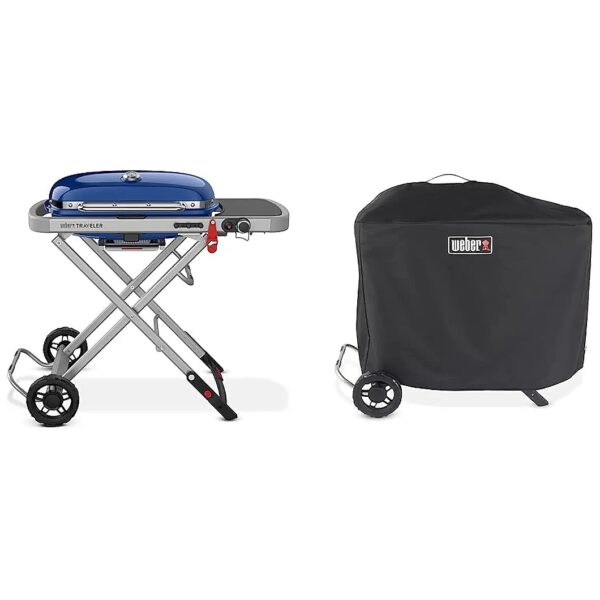 Weber Traveler's Premium Gas Grill with Durable Cover and Portable Design