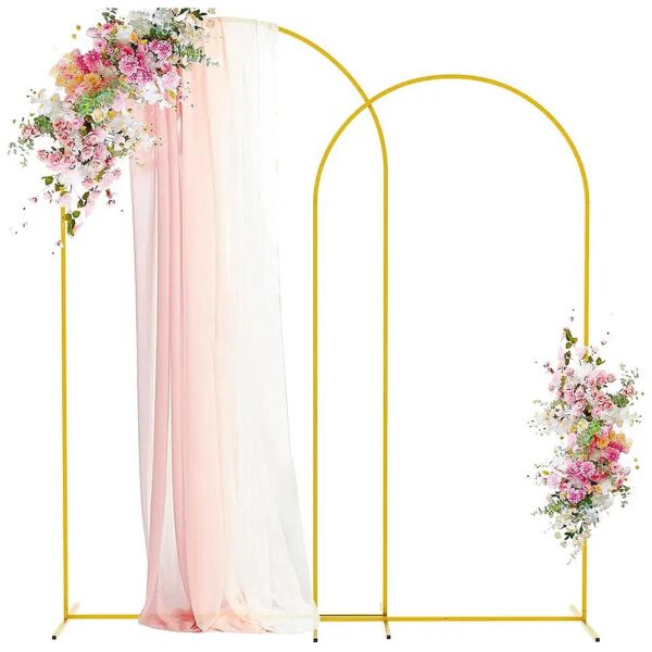 Wedding Arch Backdrop Stand 2FT 6FT Golden Metal for Wedding Reception Decoration