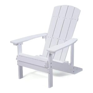 White Adirondack Chairs with HIPS Plastic Frame and Easy Assembly for Outdoor Enthusiasts