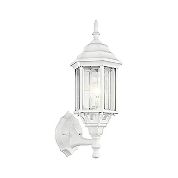 White Aluminum and Clear Beveled Glass Outdoor Lighting