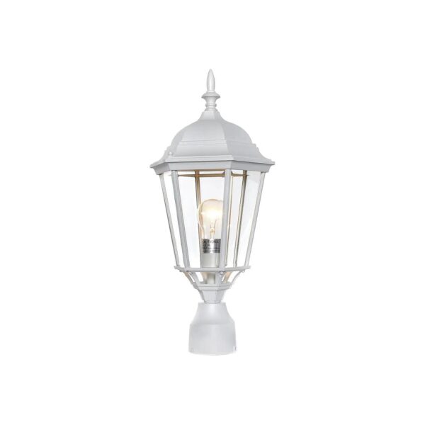 White Cast Aluminum Traditional Outdoor Floodlight Lantern with Clear Glass Shade Mount