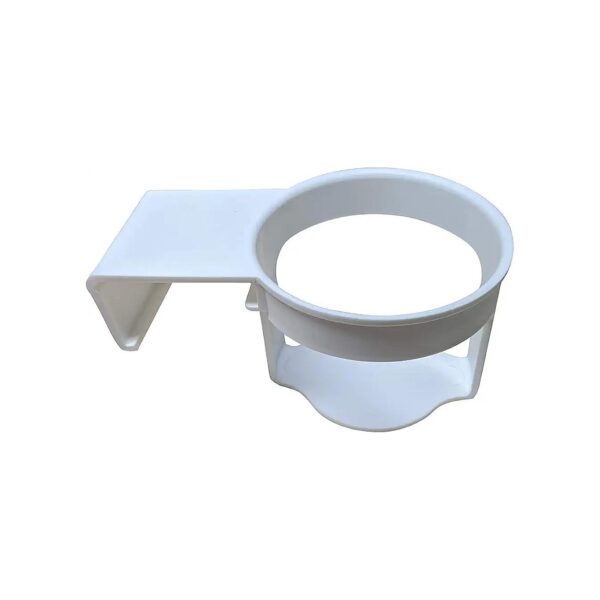 White Cup Holder Attachable to Lawn Chairs for Convenience