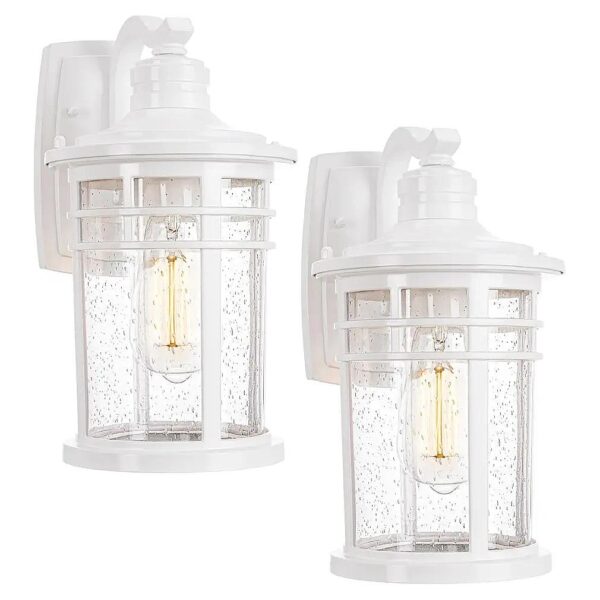 White Exterior Sconce Lighting Fixtures for Patio Yard House Garden Overhead Lighting