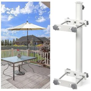 White Heavy-Duty Stainless Steel Patio Umbrella Mount for Metal and Wood Railings