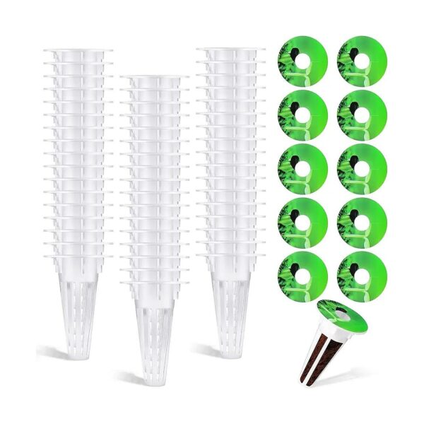 White Hydroponic Plant Grow Kit with 100 Pcs Planting Containers and Seed Labels