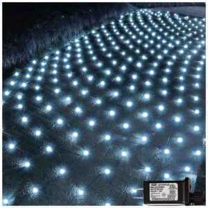 White LED Net Lights for Outdoor Christmas Decorating with 8 Modes and Waterproof Design