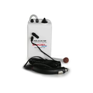 White Modern Aerator Pump for Live Bait Coolers with Convenient 12V Adapter