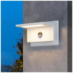 White Modern Outdoor Motion Sensor Wall Light Fixture 10W LED Porch Lantern