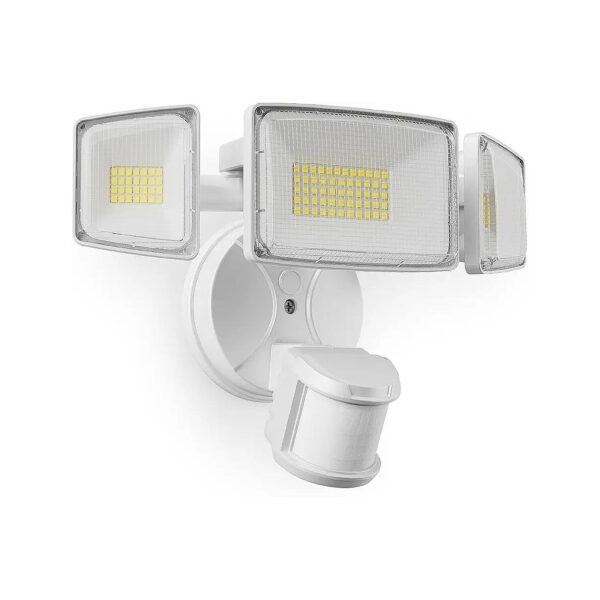 White Outdoor Floodlight with Motion Sensor and Dusk to Dawn Function