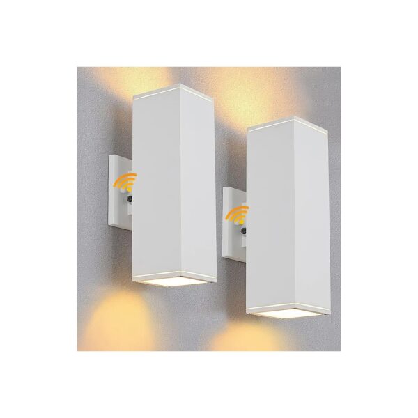 White Outdoor Wall Light Fixtures, Dusk to Dawn Sensor Light, Waterproof Aluminum