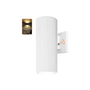 White Outdoor Wall Sconce with Dusk-to-Dawn Sensor for Exterior Lighting