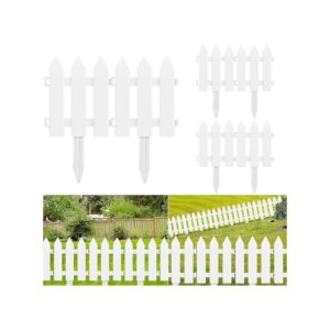 White Plastic Picket Fence Edgings Lawn Flowerbeds Plant Borders Decorative Garden Yard