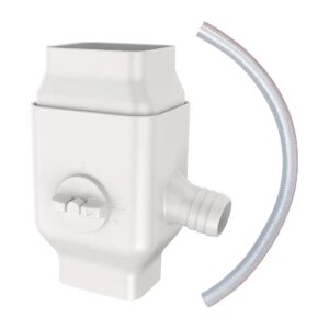 White Rainwater Diverter for 2"x3" Standard Downspout with Adjustable Valve and 4ft Hose