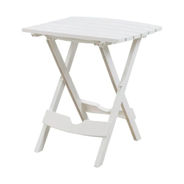 White Resin Patio Side Table with Fold Flat Design for Compact Storage and Use