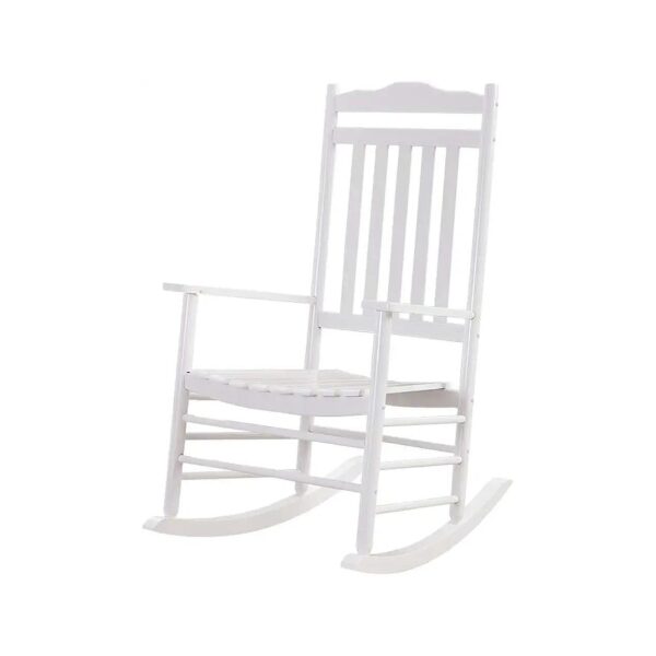 White Rocking Chair for Patio Lawn Indoor with Comfy Design and Ergonomic Seat