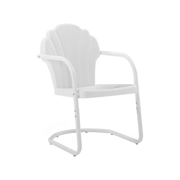 White Satin 2-Piece Metal Armchair Set with Scalloped Design and Weather-Resistant Finish