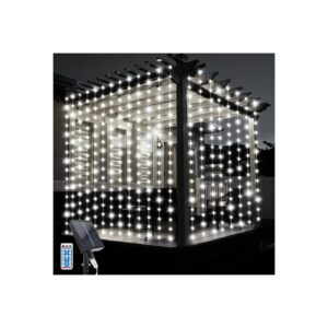 White Solar Curtain Lights with 10 Pcs Hanging Fairy Lights