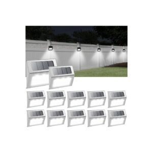 White Solar Deck Lights, Waterproof Outdoor Lighting for Fence, Patio, Garden, Pathway