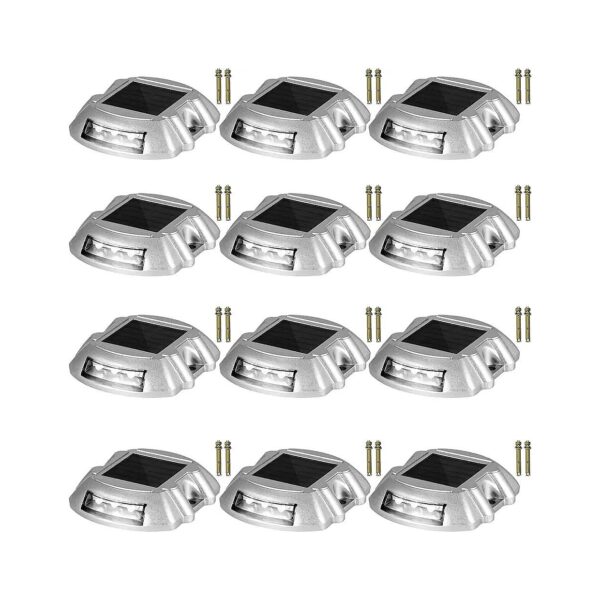 White Solar Driveway Lighting 12-Pack Waterproof Wireless Outdoor LED Solar Deck Lights