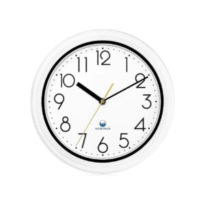 White Waterproof Wall Clock for Indoor Outdoor Use battery powered quartz round clock