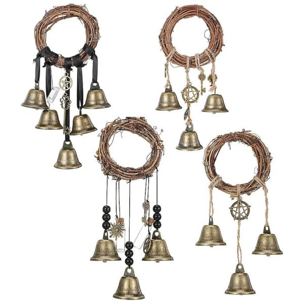 Wiccan Bell Wind Chimes Witch Wind Chimes Door Hanger with Boho Theme for Home Decor