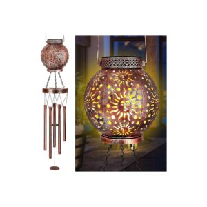 Wind Chimes Outdoor Solar Lantern 38" Garden Patio Yard Decor Gift