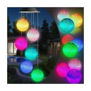 Wind Chimes with Color Changing Ball Lights Solar Powered for Indoor and Outdoor Use