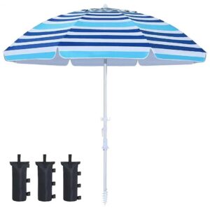 Windproof 5FT Turquoise Beach Umbrella for Outdoor Shade and Safety