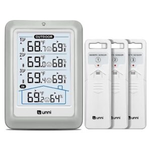 Wireless Thermometer Hygrometer with 330ft Range Sensor and 5 Inch Display