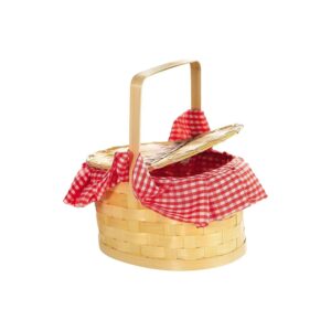 Wizard of Oz Costume Accessory Gingham Picnic Basket with Red Checkered Blanket