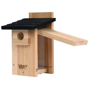 Wood Bluebird Viewing House with Stay-Clear Windows and Predator Guard Protection