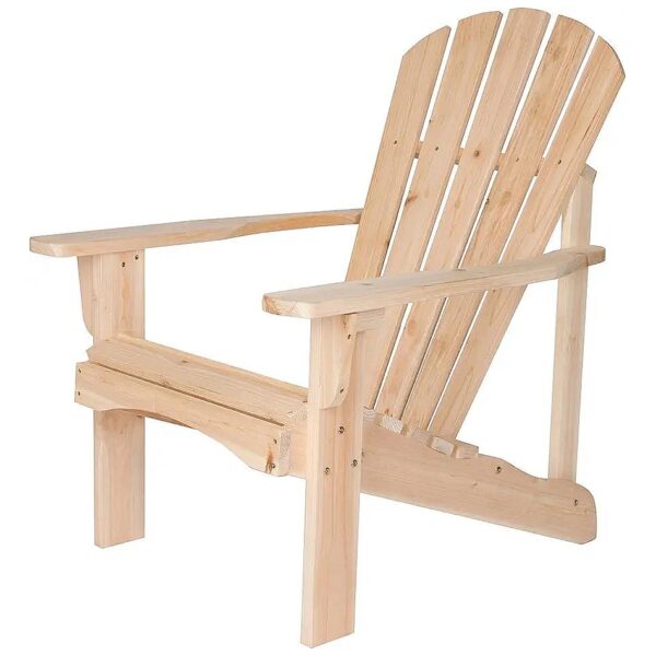 Wooden Adirondack Chair Back Pre-Assembled Natural Finish Durable Easy Assembly