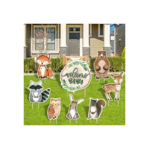 Woodland Animals Baby Shower Decorations 8Pieces Yard Signs with Stakes for Lawn Party