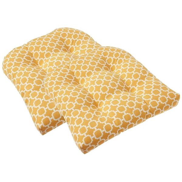 Yellow 2-Count Polyester Tufted Seat Cushions with Round Back Design