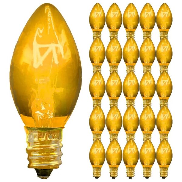 Yellow C7 Ceramic Christmas Replacement Bulbs for Indoor and Outdoor Decor