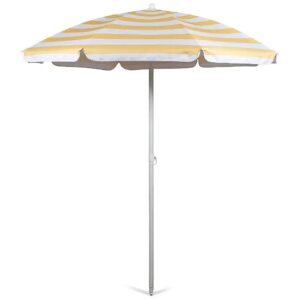 Yellow Cabana Stripe Outdoor Beach Umbrella with Two-Piece Steel Pole Design