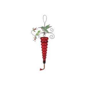 Yellow Decorative Hummingbird Feeder with Floral Metal Accents