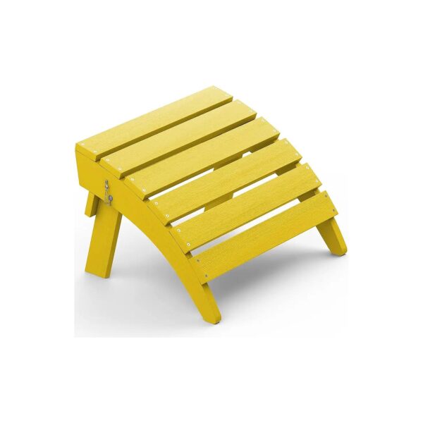 Yellow Folding Adirondack Ottoman for Outdoor Use, Sturdy and Weather Resistant