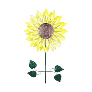 Yellow Giant Sunflower Wind-Powered Garden Decor 24x84 Inch Unique Yard Art