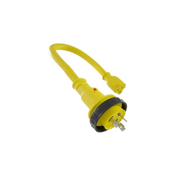 Yellow Marine Shore Power Adapter Cord for 30 Amp and 15 Amp Connections