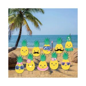 Yellow Pineapple Yard Decorations with Stake for Summer Party Lawn Signs