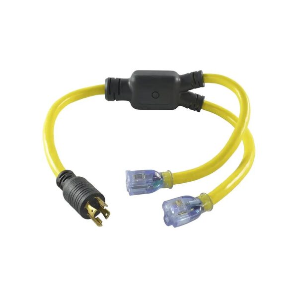 Yellow and Blue Generator Y-Adapter for 15/20 Amp Male to Female Connectors