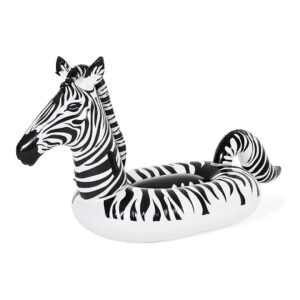 Zebra Inflatable Pool Float with LED Lighting and Heavy-Duty Handles for Kids