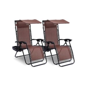 Zero Gravity Outdoor Lounge Chair with Padded Seat and Headrest Brown