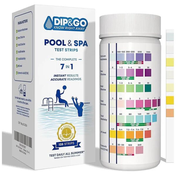 in-1 Pool, Spa, and Hot Tub Water Quality Testing Strips with 125 Count