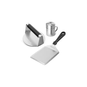 in-One Grill Kit with Burger Press, Spatula, and Spice Shaker for Home Grilling Needs