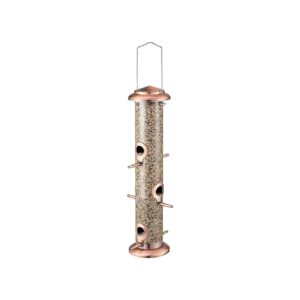 inch Brushed Copper Metal Bird Feeder for Outdoor Hanging with 6 Ports