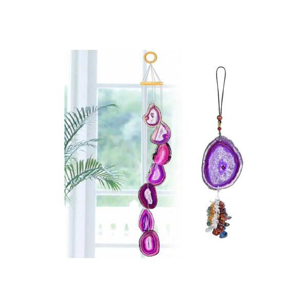 inch Long Crystal Wind Chimes with 7 Chakra Stones for Balance and Harmony