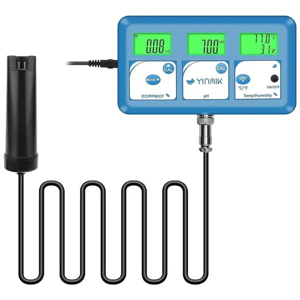 pH EC PPM Temperature Monitor for Indoor Hydroponic Growing Systems and Aeroponics